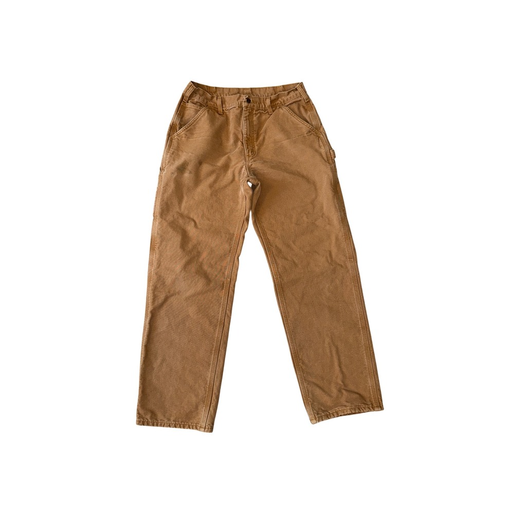 Carhartt Dungaree Pants Mens 34x32 Brown Flannel Lined B111 BRN Duck Canvas